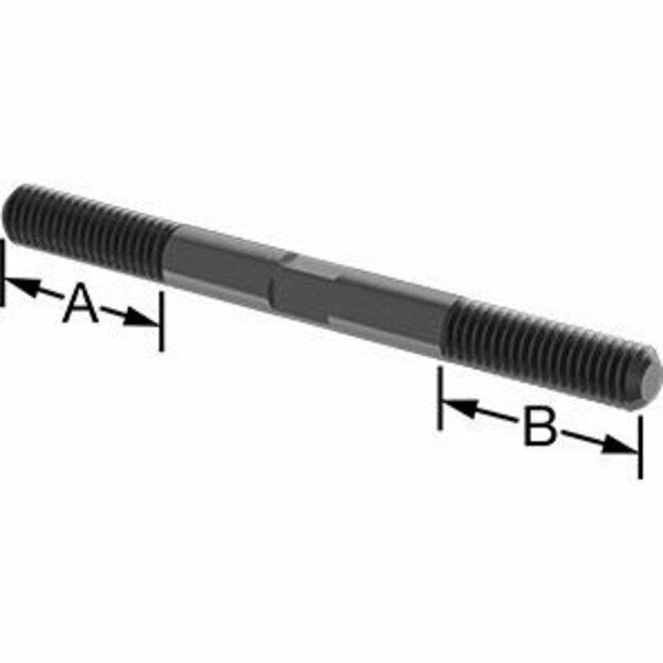 Bsc Preferred Black-Oxide Steel Threaded on Both Ends Stud 3/8-16 Thread Size 4-1/2 Long 90281A642